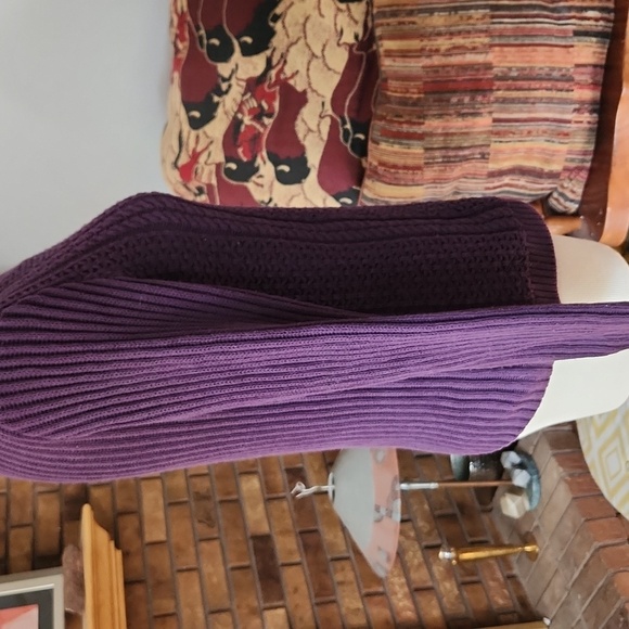 Christopher & Banks purple 100% cotton cable knit sweater size medium Spring - Picture 4 of 11